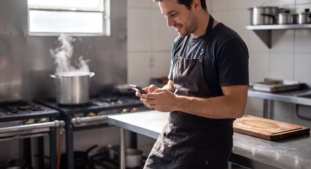 Dono de restaurante acompanhando pedidos do iFood
